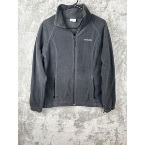 Columbia Full Zip Fleece Jacket Women's Large Gray Soft Warm Outdoor Layer